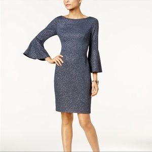 Vince Camuto Glitter Bell-Sleeve Dress Women's 4 Gray